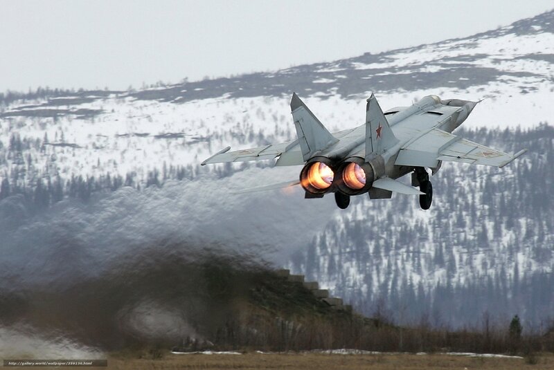 MiG-29 taking off in winter