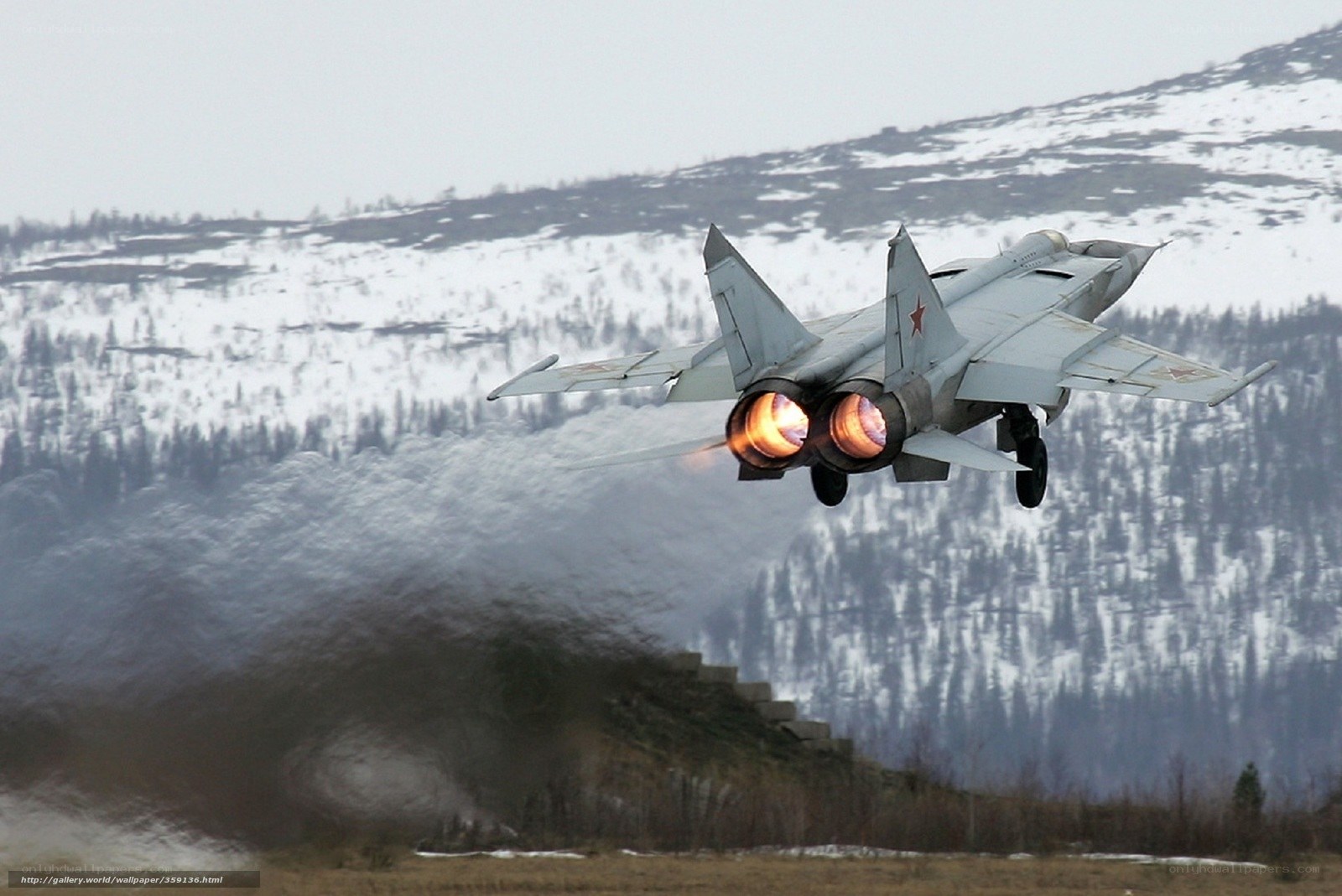 MiG-29 taking off in winter