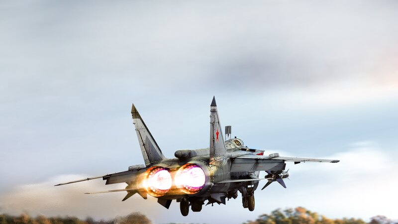 Mig-31 Fighter Jet — Gray, Dramatic, Sunset
