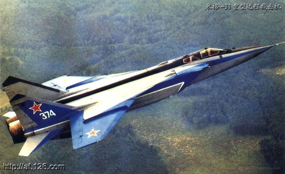 MiG-31 fighter jet in flight