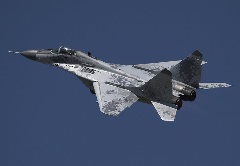 MiG-35 Fighter Jet — Blue, Dramatic