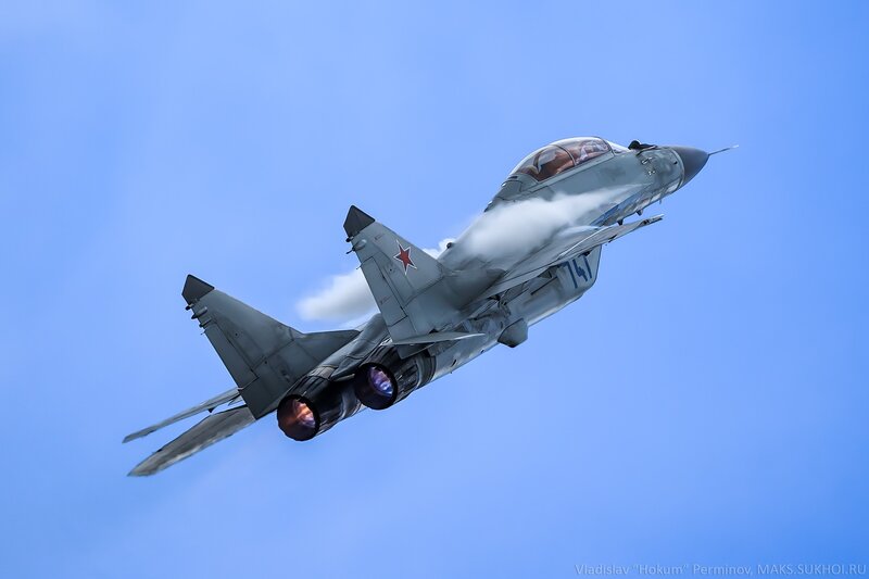 MiG-35 Fighter Jet — Blue, Dynamic, Afternoon