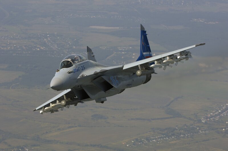 MiG-35 Fighter Jet — Gray, Dynamic, Afternoon, Photograph, Aircraft, Missiles
