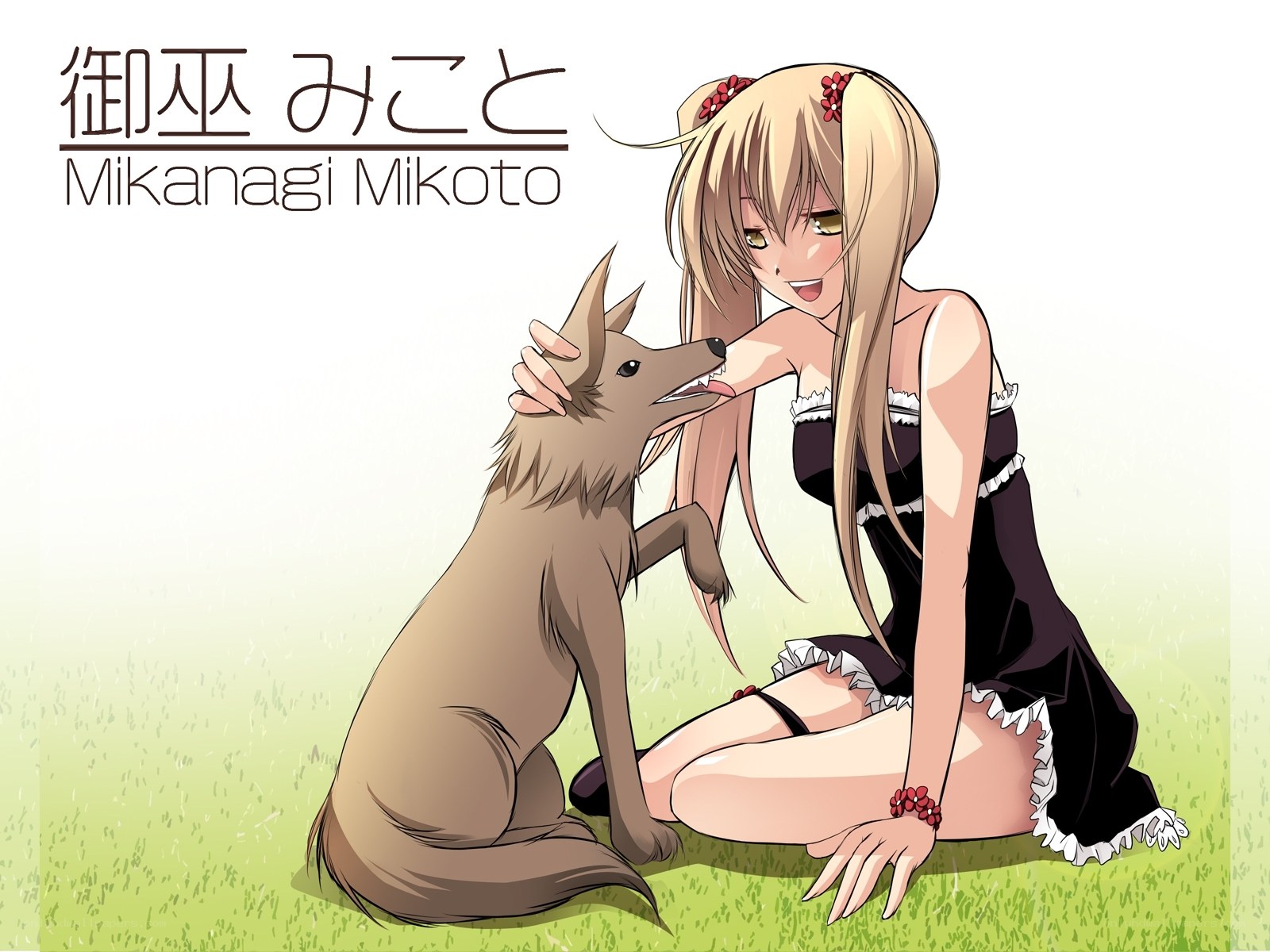 Mikanagi Mikoto with a wolf
