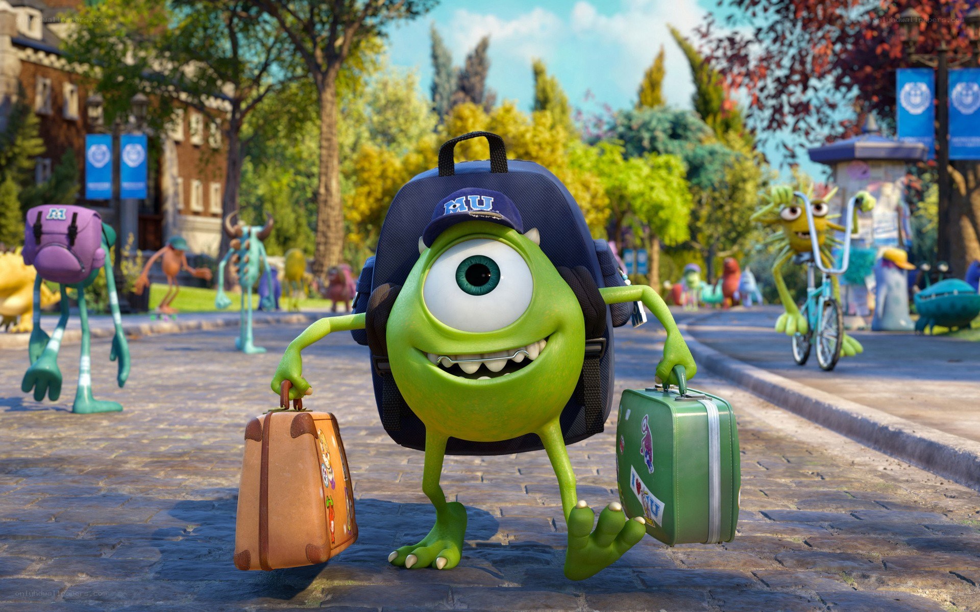 Mike Wazowski on college campus