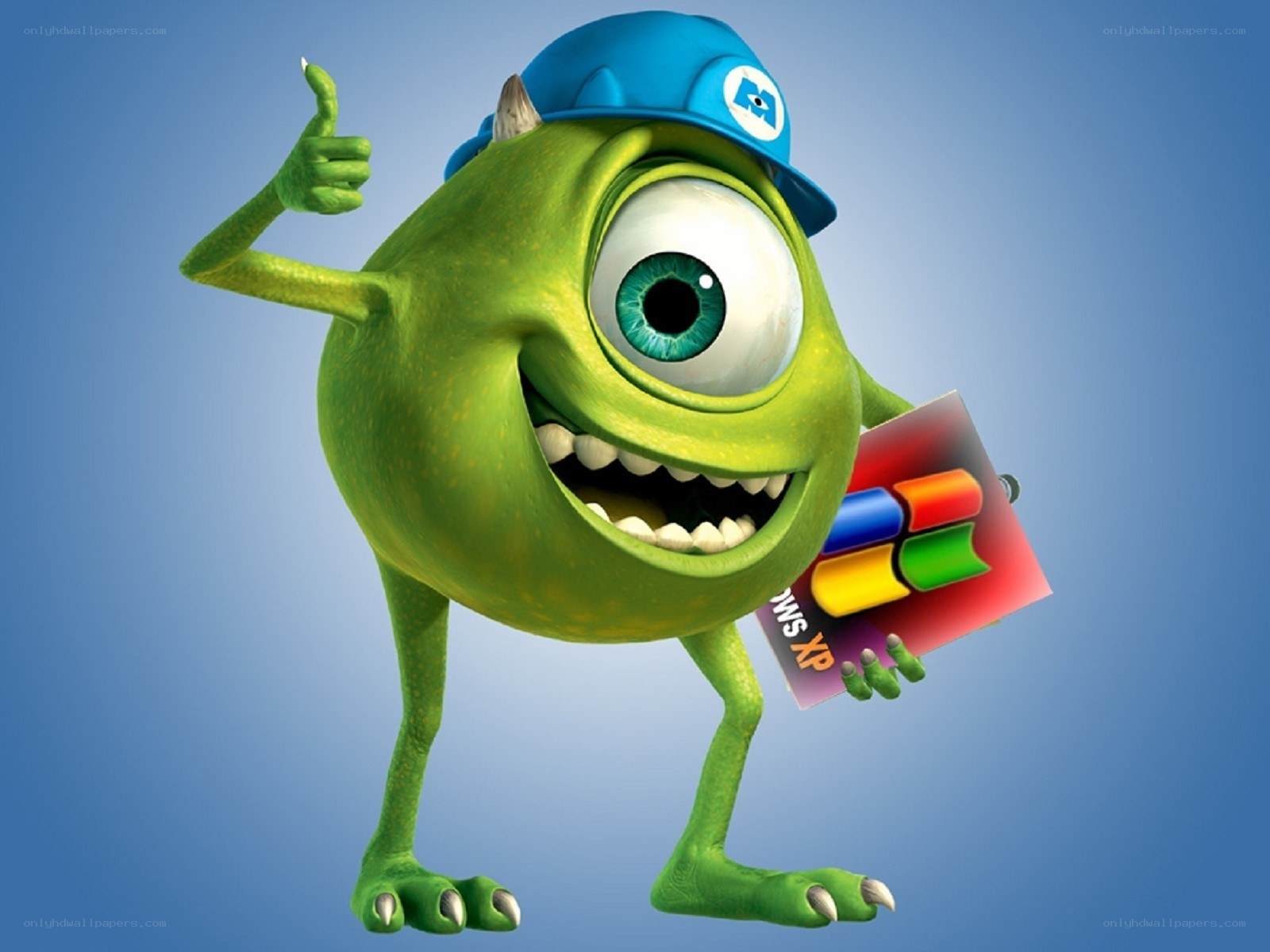 Mike Wazowski with Windows XP