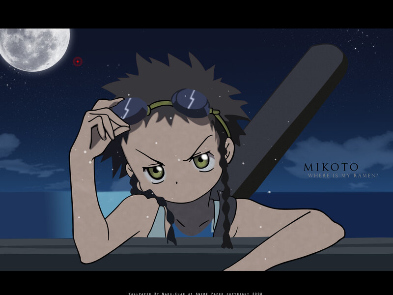 Mikoto at night with ramen