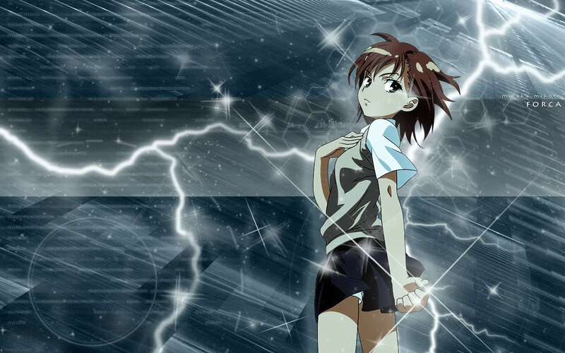 Mikoto Misaka in a digital storm
