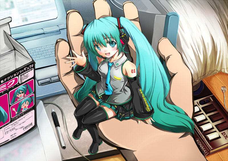 Miku action figure on hand