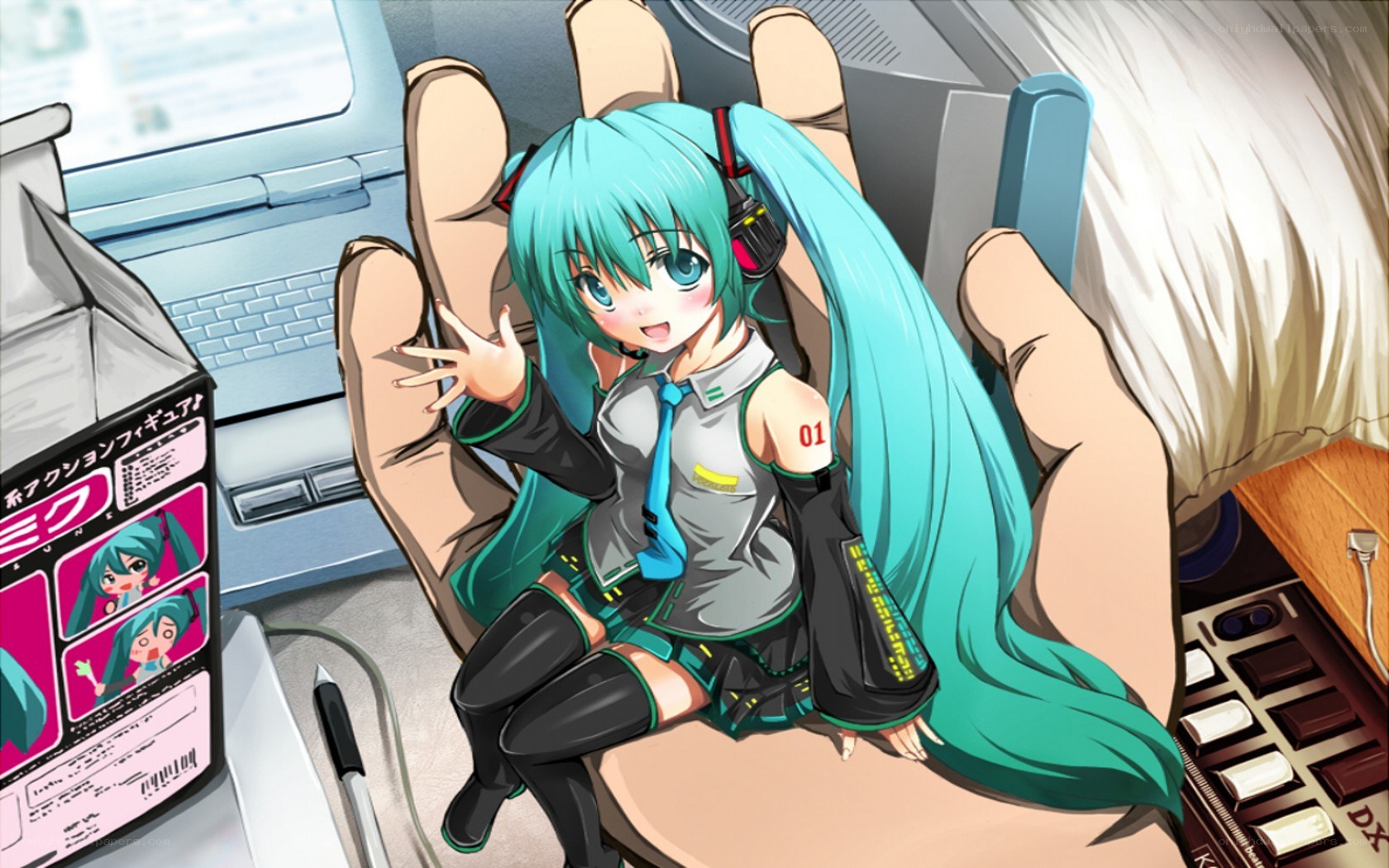 Miku action figure on hand