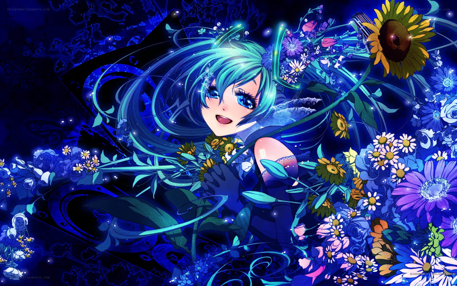 Miku among flowers