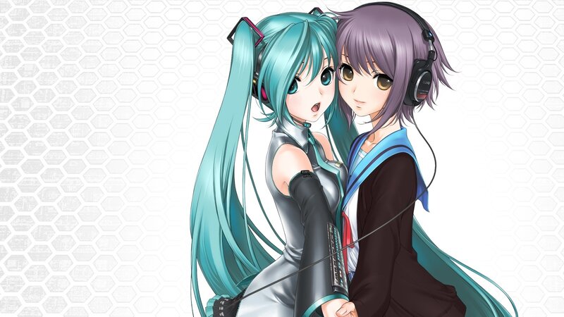 Miku and a friend with headphones