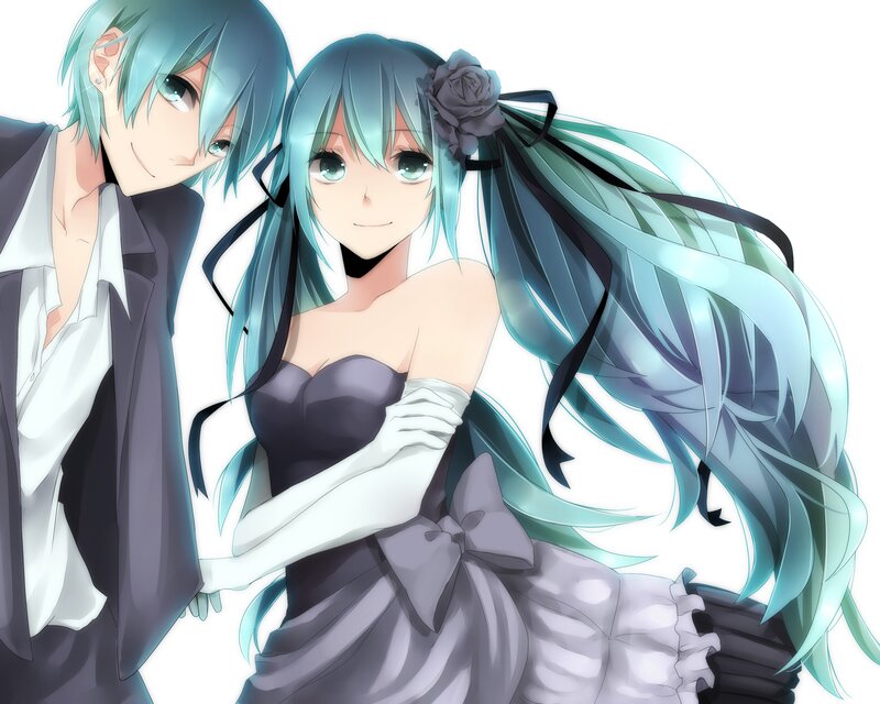 Miku and a man in formal wear