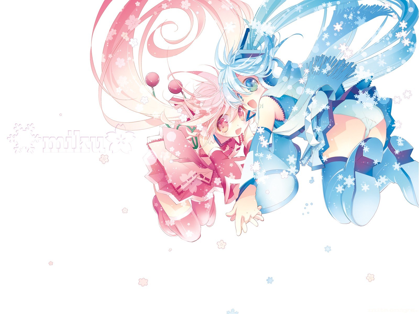 Miku and a pink character