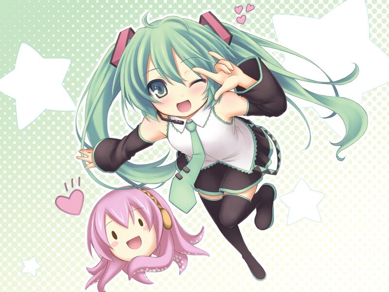 Miku and a pink character