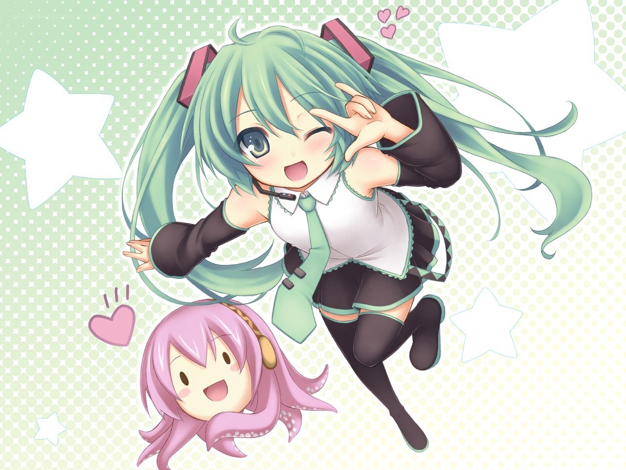 Miku and a pink character