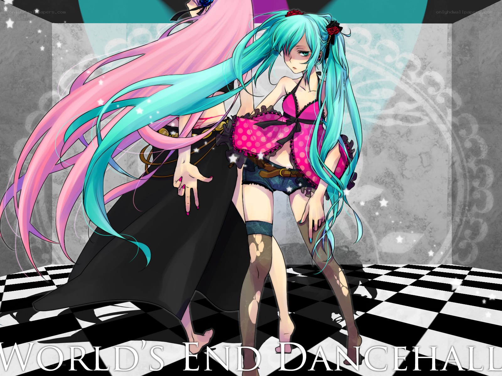 Miku and a pink-haired character