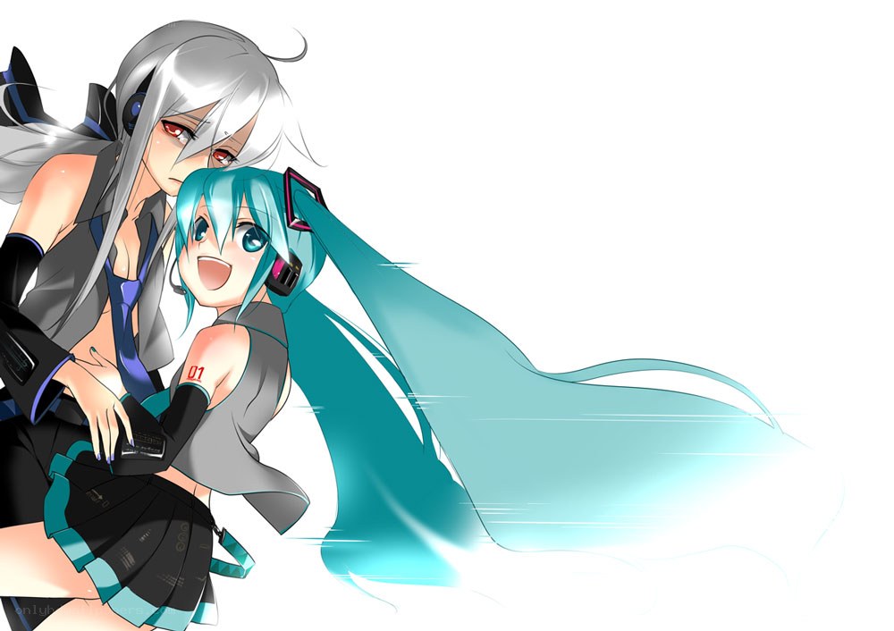 Miku and a silver-haired character