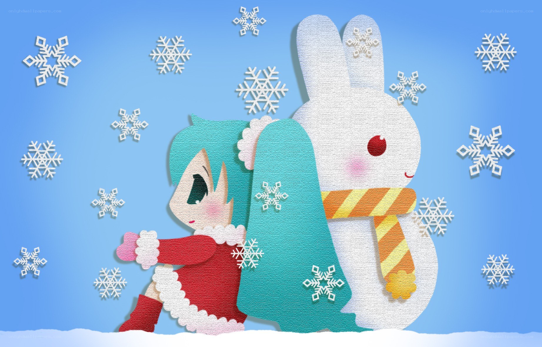 Miku and a snow bunny