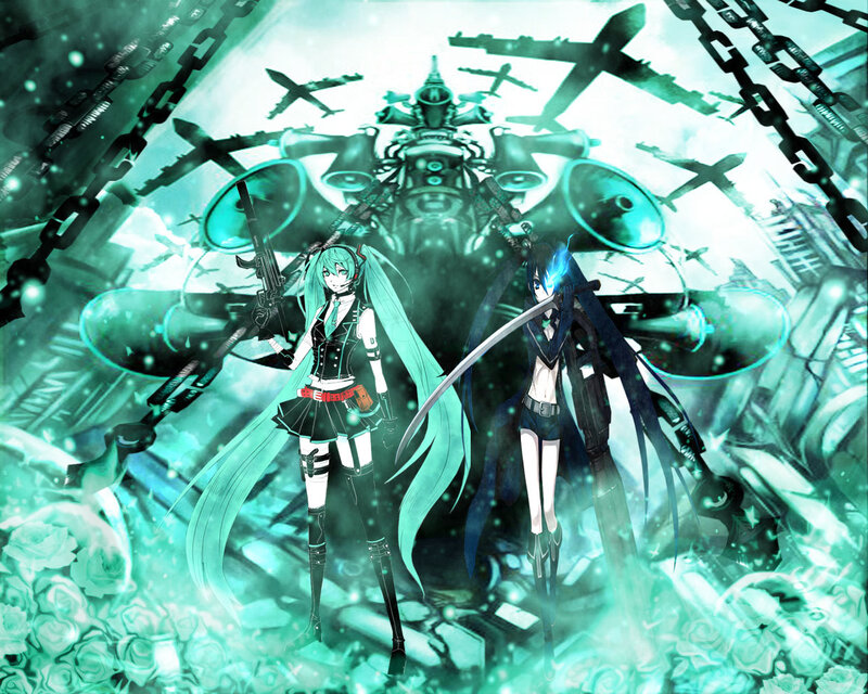 Miku and a warrior in a futuristic battle