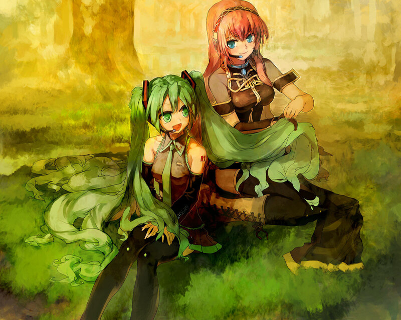 Miku and a warrior in the forest