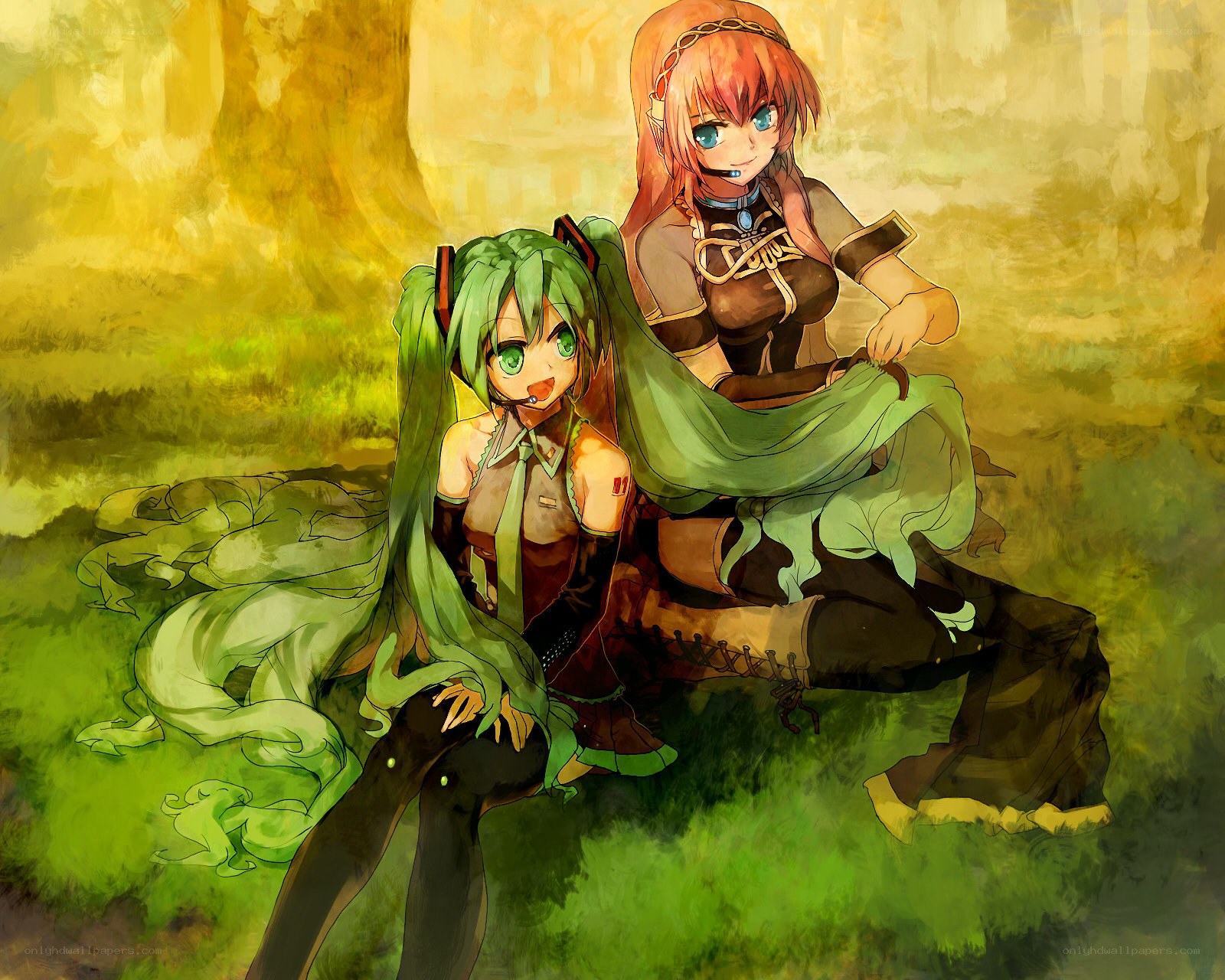 Miku and a warrior in the forest