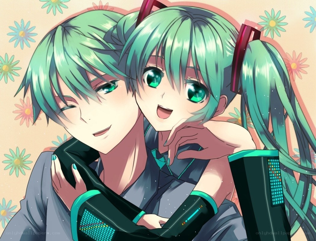 Miku and brother hug