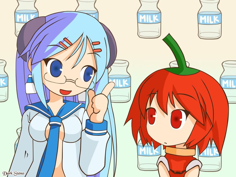 Miku and chili girl with milk