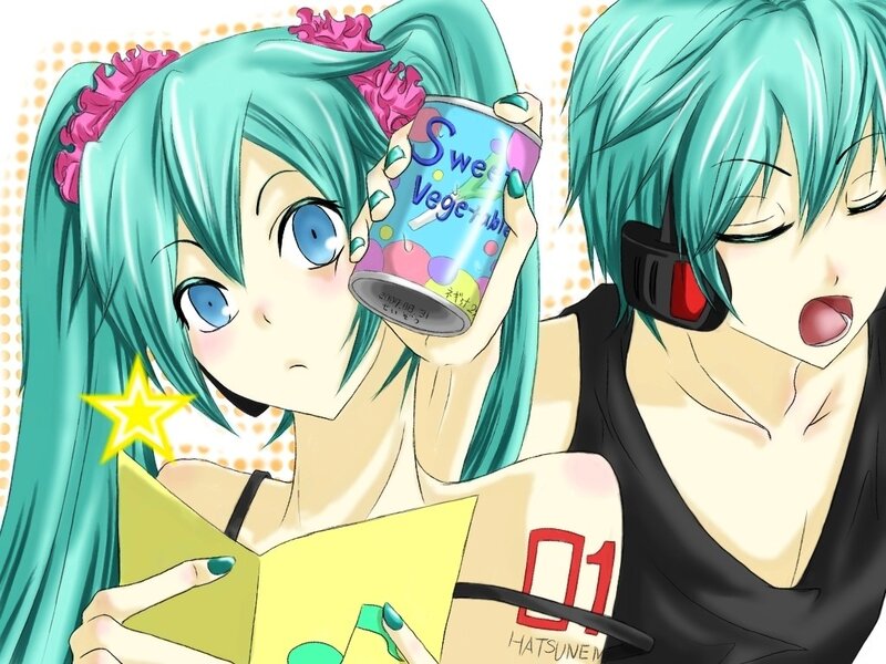 Miku and Hatsune reading together