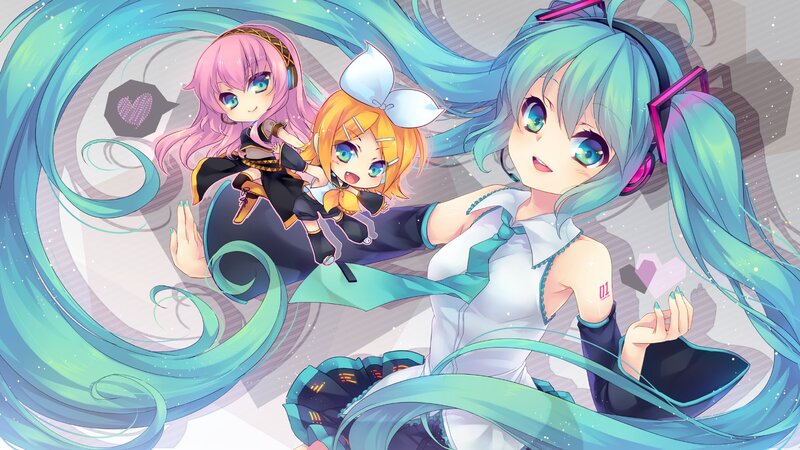Miku and her friends in a swirl