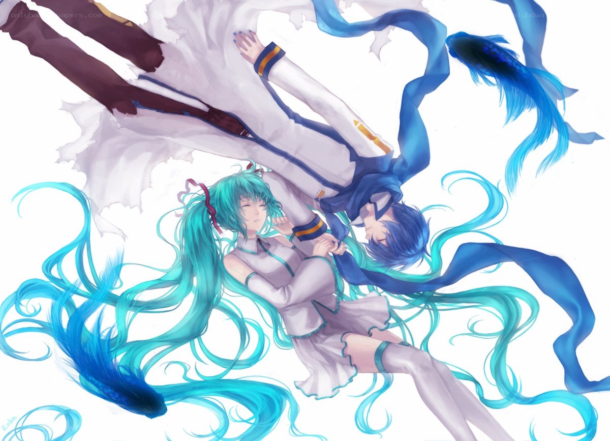 Miku and Kaito floating together