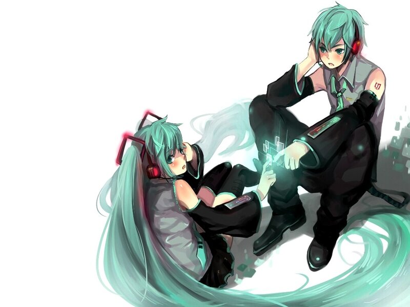 Miku and Kaito in a digital world
