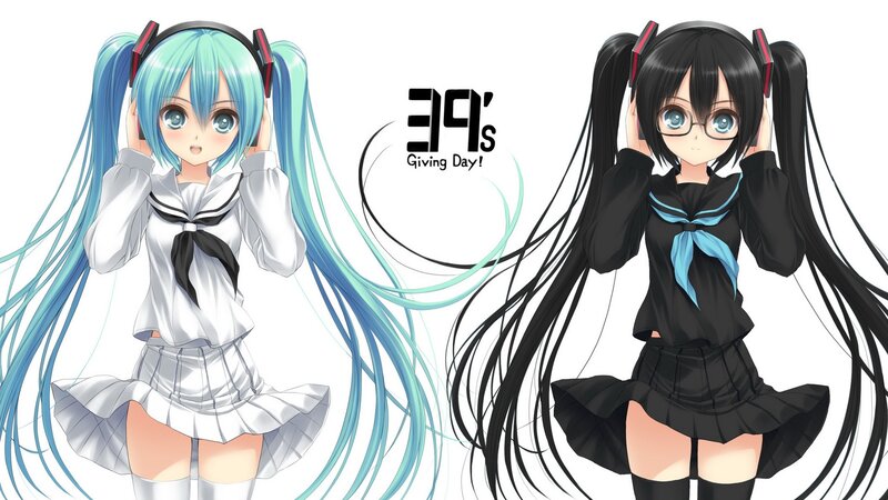 Miku and Kaito in school uniforms