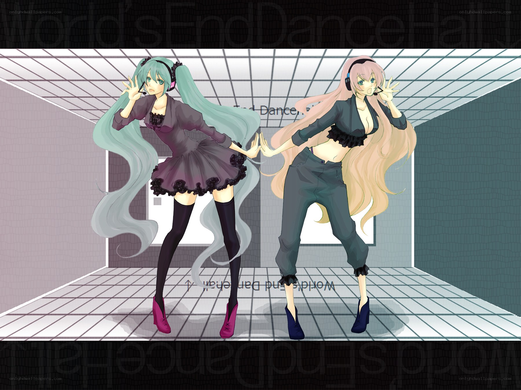 Miku and Len in dance hall
