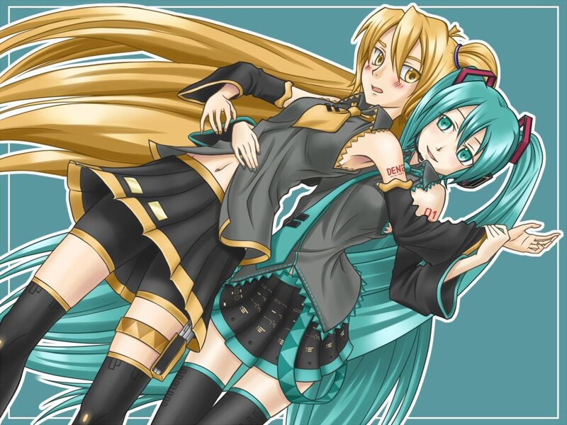 Miku and Len in dynamic pose