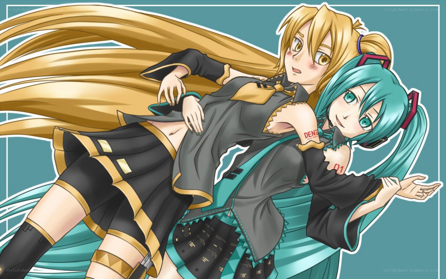 Miku and Len in dynamic pose