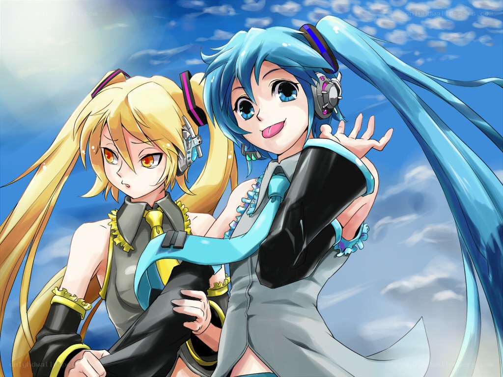Miku and Len in the sky