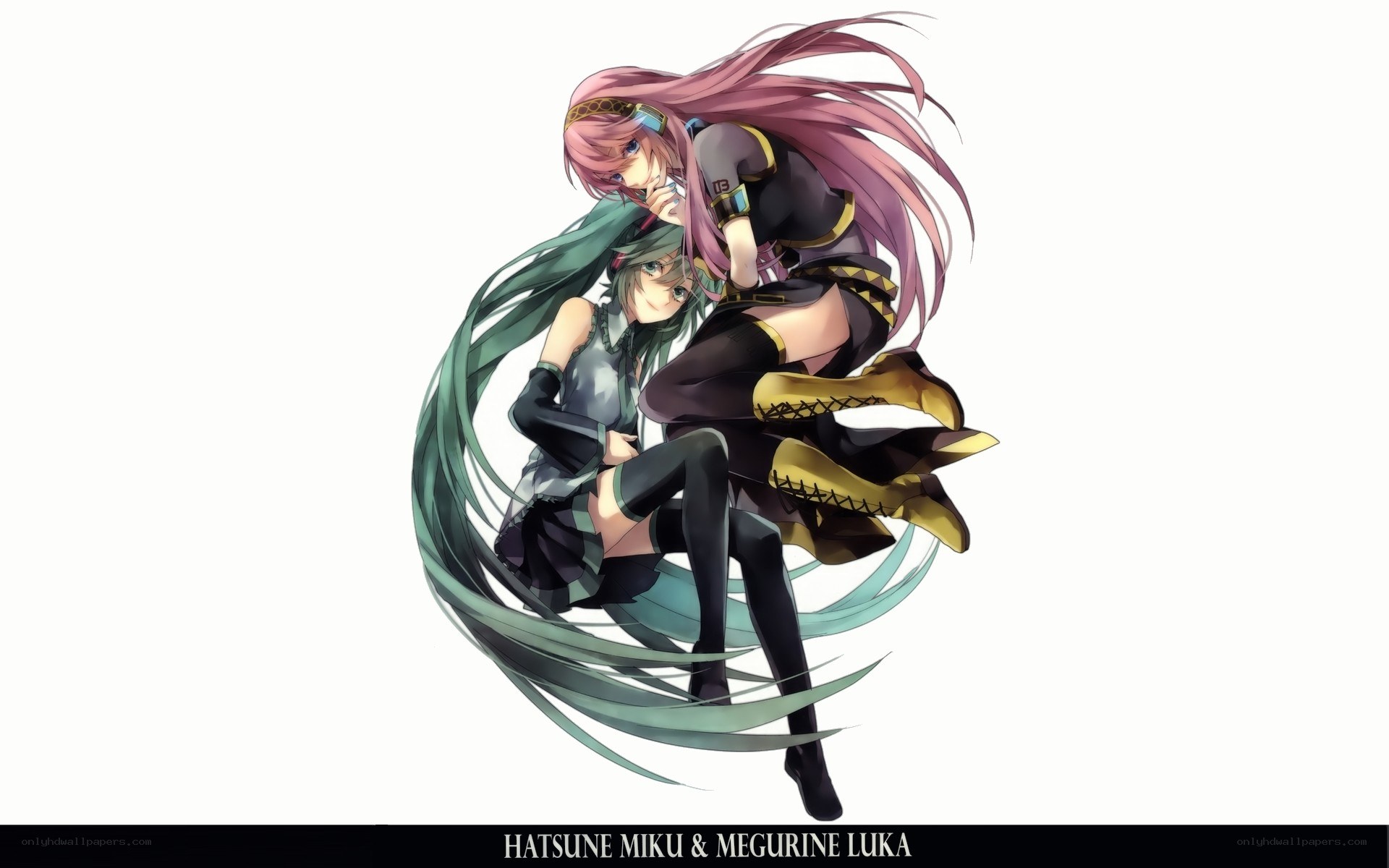 Miku and Luka in a hug