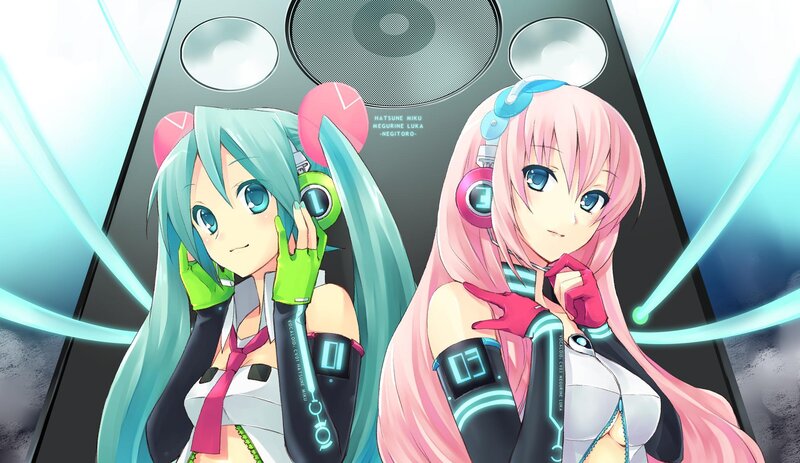 Miku and Luka in a music scene