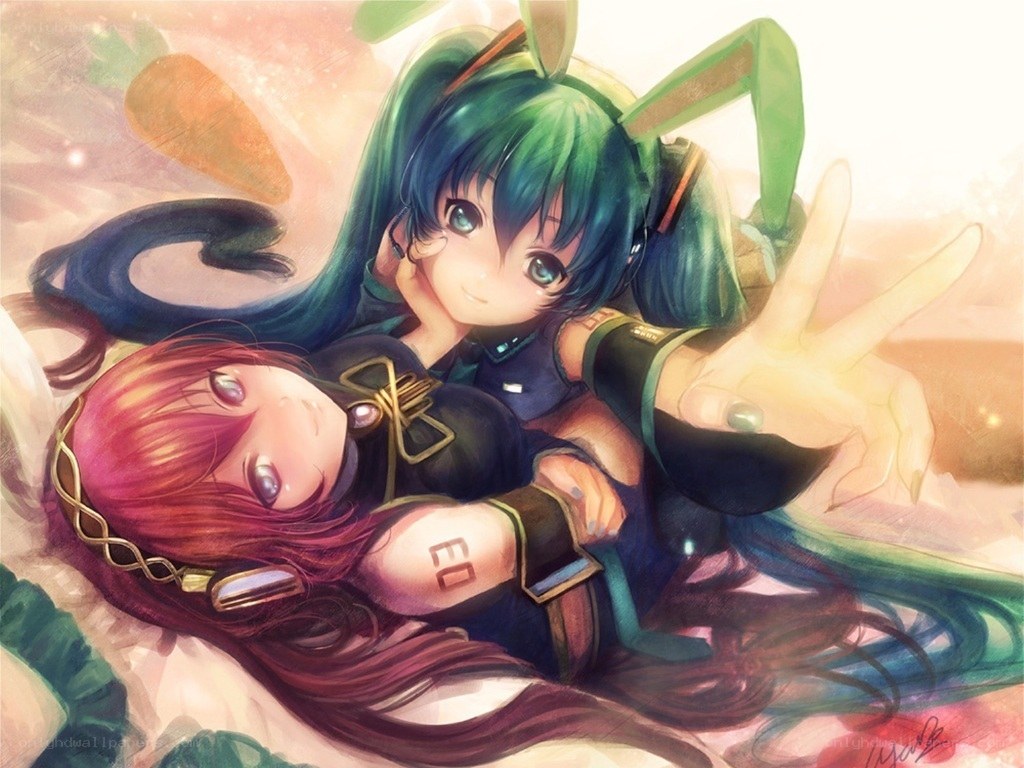 Miku and Rin cuddling