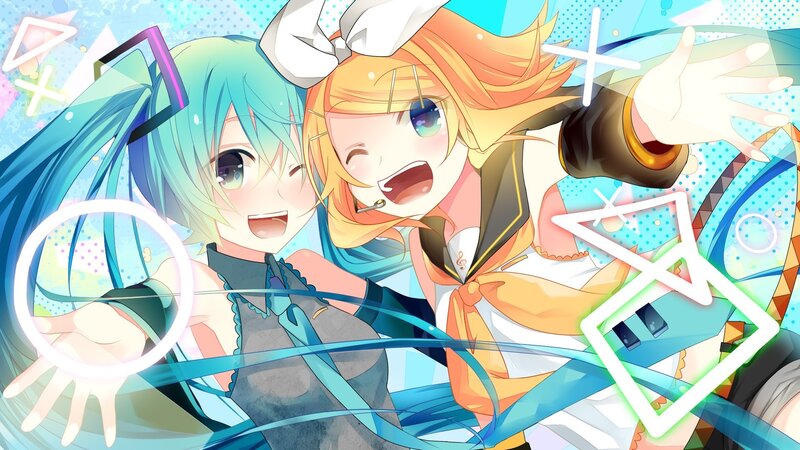 Miku and Rin dancing together