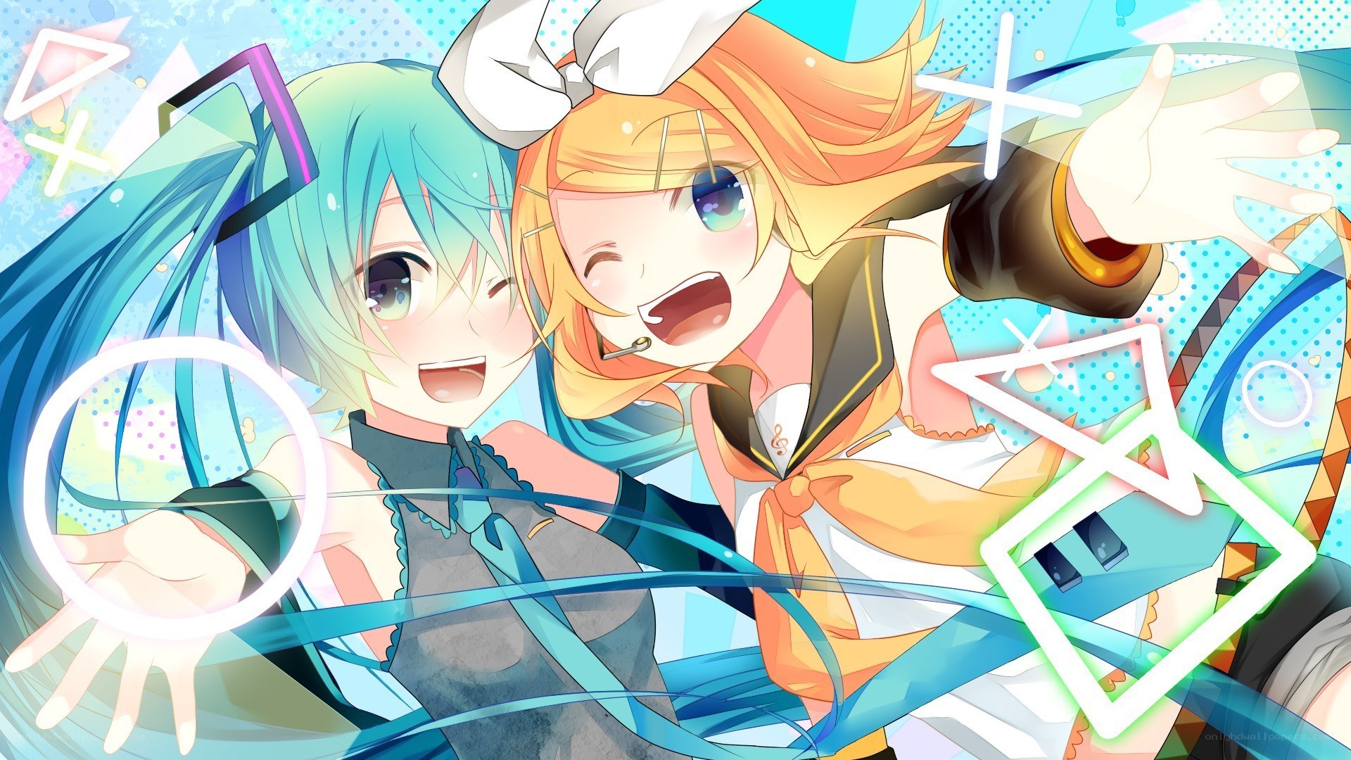Miku and Rin dancing together