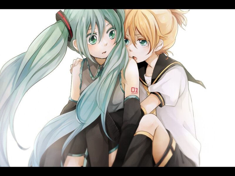 Miku and Rin hugging