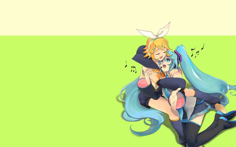 Miku and Rin hugging