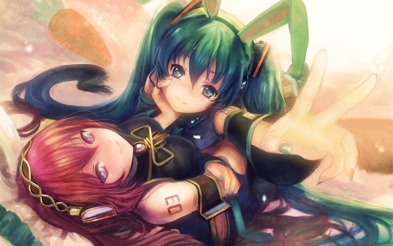 Miku and Rin in a cozy moment
