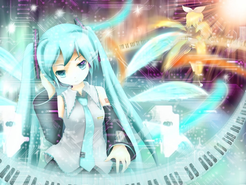 Miku and Rin in a digital world