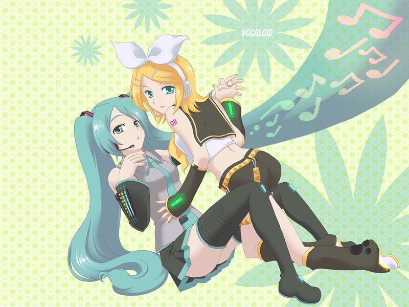Miku and Rin in a musical scene