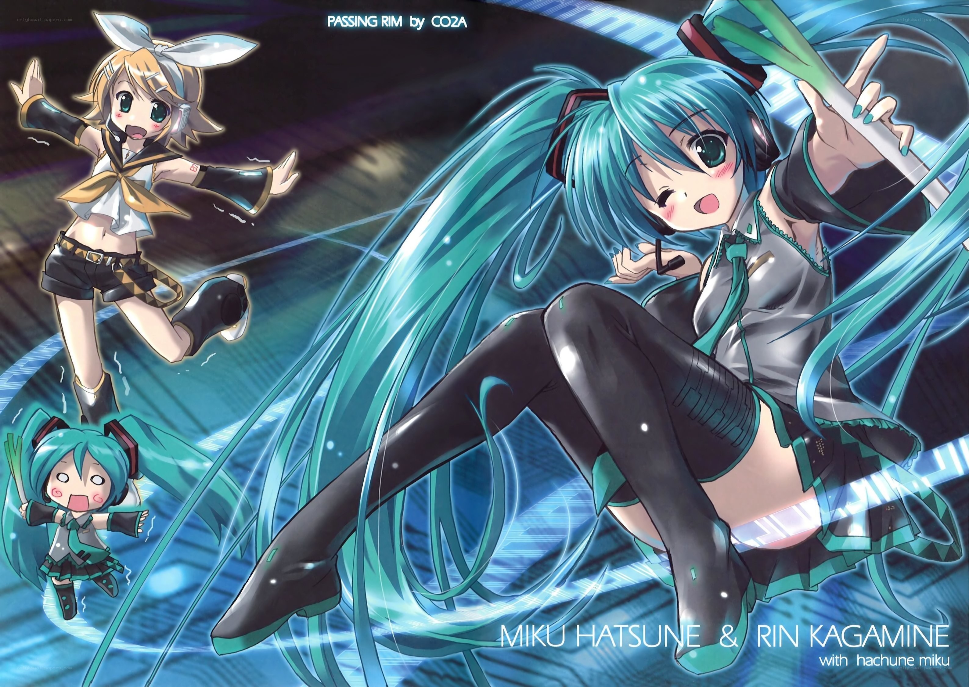 Miku and Rin in motion