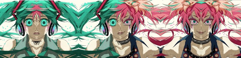 Miku and Rin mirror art