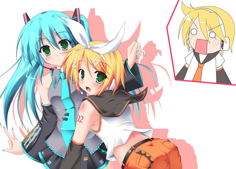 Miku and Rin posing together